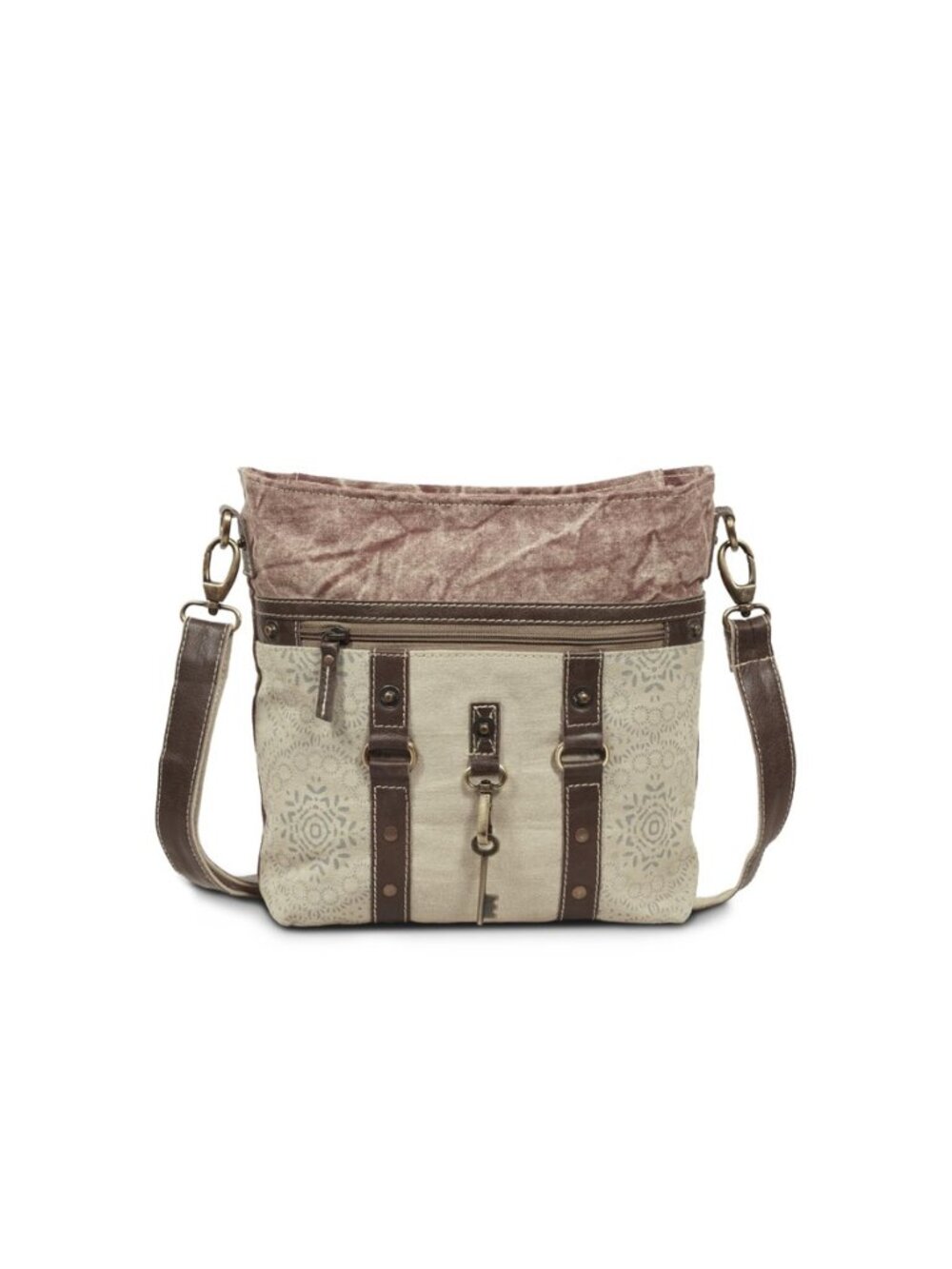 3Blifestyle - Vintage Key Crossbody Purse | Upcycled Canvas & Leather Shoulder
